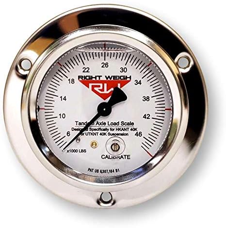 250 Series Liquid-Filled Exterior Analog Axle Load Scale - for Single Height Control Valve Air Suspension (Tandem (Hendrickson 40K), Flange Mount)