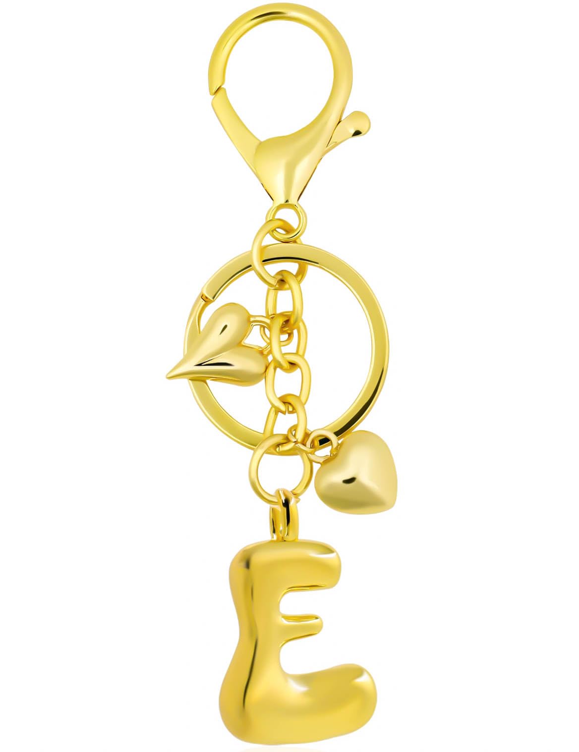 UniCrena Gold Initial Letter Keychain for Women, Cute Bubble Heart Bag Charms Purse Handbag Accessories Gifts