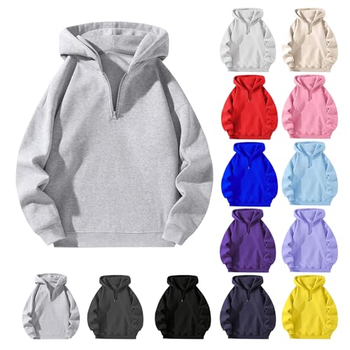 Wankang Mens Half Zip Fleece Hoodies Pullover Casual Trendy Hooded Sweatshirt Drop Shoulder Sweatshirts Loose Sportswear Top