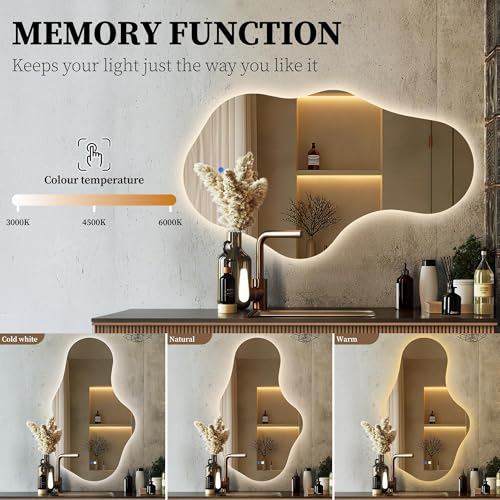 Miroir de salle de bain irrégulier à DEL 3 couleurs variables - 6