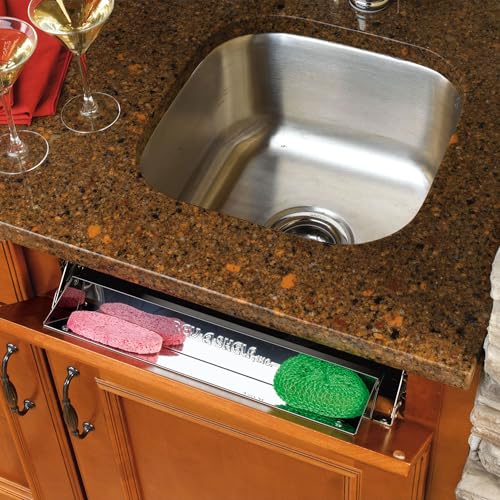 Image of Rev-A-Shelf 19 inch Tip Out Tray with Soft Close for Sink Base Cabinets, Storage Organizer for Kitchen, Laundry Room, or Vanity Cabinets, 6581-19SS-SC-1