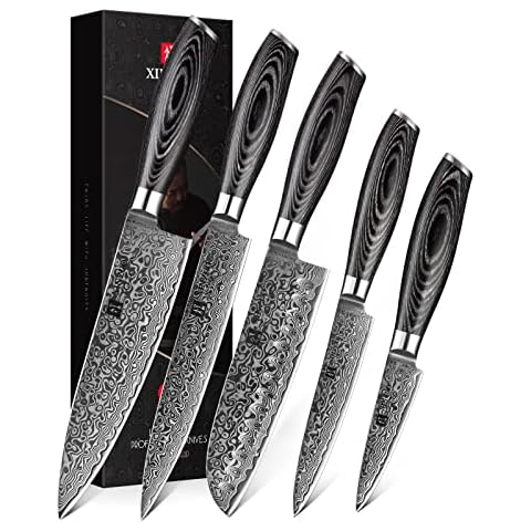 XINZUO Set Cuchillo Cocina 5 Piezas de Acero de Damasco Cover