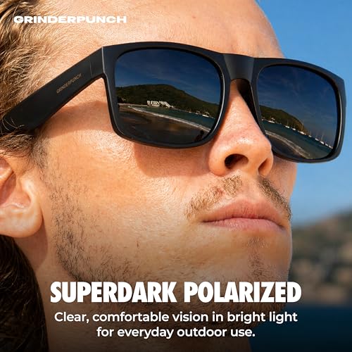 Image of grinderPUNCH XL XXL Sunglasses Men Big Head Extra Large Wide Polarized | Big Head XL XXL Regular Fit, Extra Wide Oversized Frame, Large Face, Polarized UV400 Lens, Driving Fishing Golf Sport