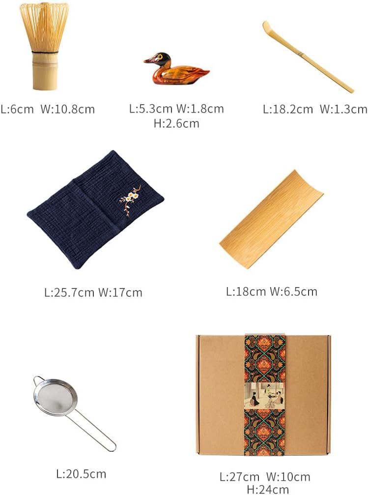 Pink matcha set 9 pieces including matcha bowl, bamboo spoon, tea whisk, sieve, tea whisk stand, tea towel, tea can, suitable as a gift for loved ones