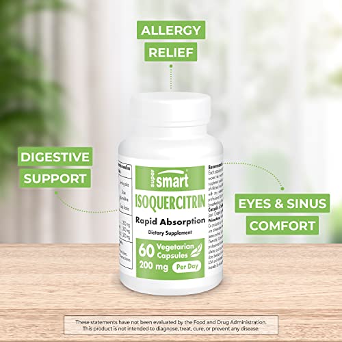 Supersmart - Alpha Glycosyl Isoquercitrin 200 Mg Per Day - Bioactive Quercetin Emiq - Flavonoid Supplement - Natural Allergy Relief - Antioxidant | Non-Gmo & Gluten Free - 60 Vegetarian Capsules #TOP1