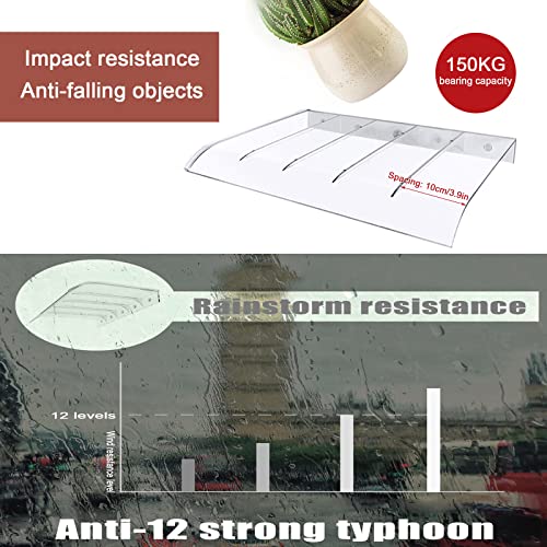 Auvent de fenêtre invisible en polycarbonate transparent de 50 x 80 cm - 6