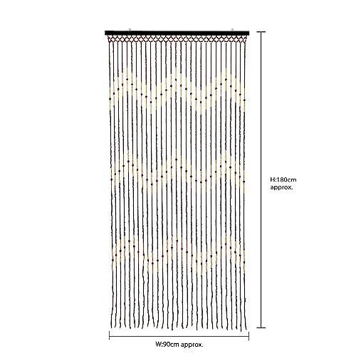 JVL Tuscany Hanging Waves Wooden Beaded Door Curtain Screen, 90cm x 180 cm, Multi, 90 x 180cm approx - Image 6