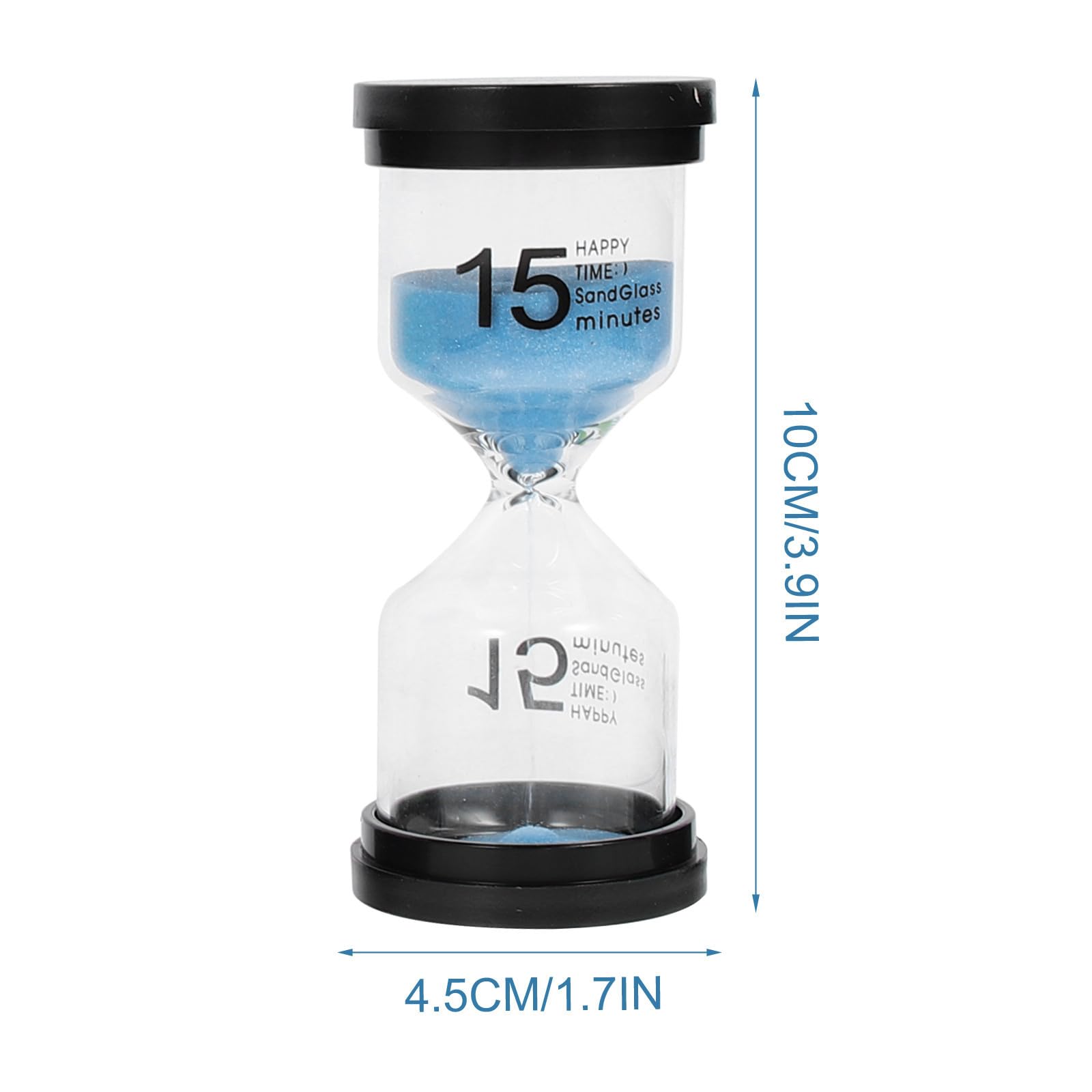 6 Piezas Reloj de Arena Temporizador de Arena, Plástico y Vidrio, Diseño Clásico, Negro, Cepillado de Dientes y Decoración de Dormitorio