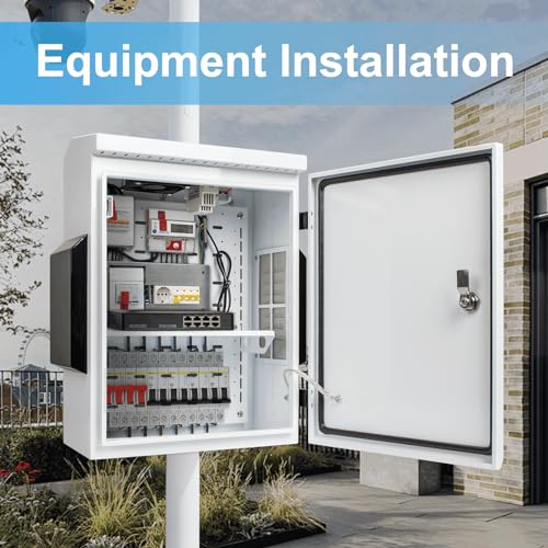 Image of Outdoor Electrical Box with Thermostat and Fan, Cold-Rolled Steel Plate, Aluminum Alloy Back Beam, One-Piece Ventilation Design, IP65 Waterproof, Wall /Pole Mounted. (19.6 inch x 15.7 inch x 7.9 inch)