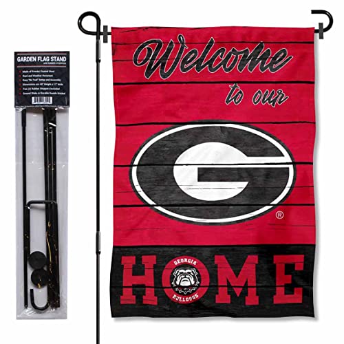 Georgia Bulldogs Welcome to our Home Garden Flag with Stand Holder
