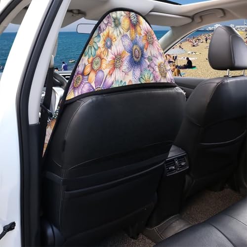 Image of Car Seat Cover Protector Front Seats Only Fit for Auto Truck Van SUV, Waterproof Aesthetic Flowers Print Seat Towel Cover for Gym, Pets, Outdoor Adventures