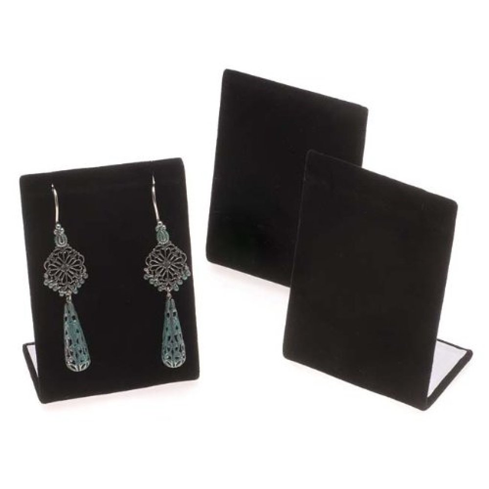 Lot De 2 Présentoirs à Colliers Velours Noir – Support Bijoux Flamme 5 Encoches + Boucles D'Oreilles, Élégant & Anti-Rayures