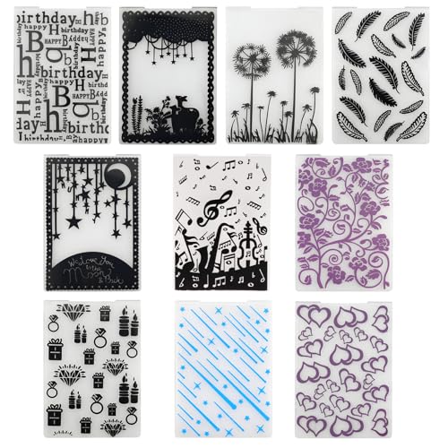 10 Pcs Modèle de Dossier de Gaufrage, Fleur Pochoir à Gaufrer,Embossing Folder, Dossier de Gaufrage de Carte de Papier pour DIY Scrapbook Loisir Créatif...