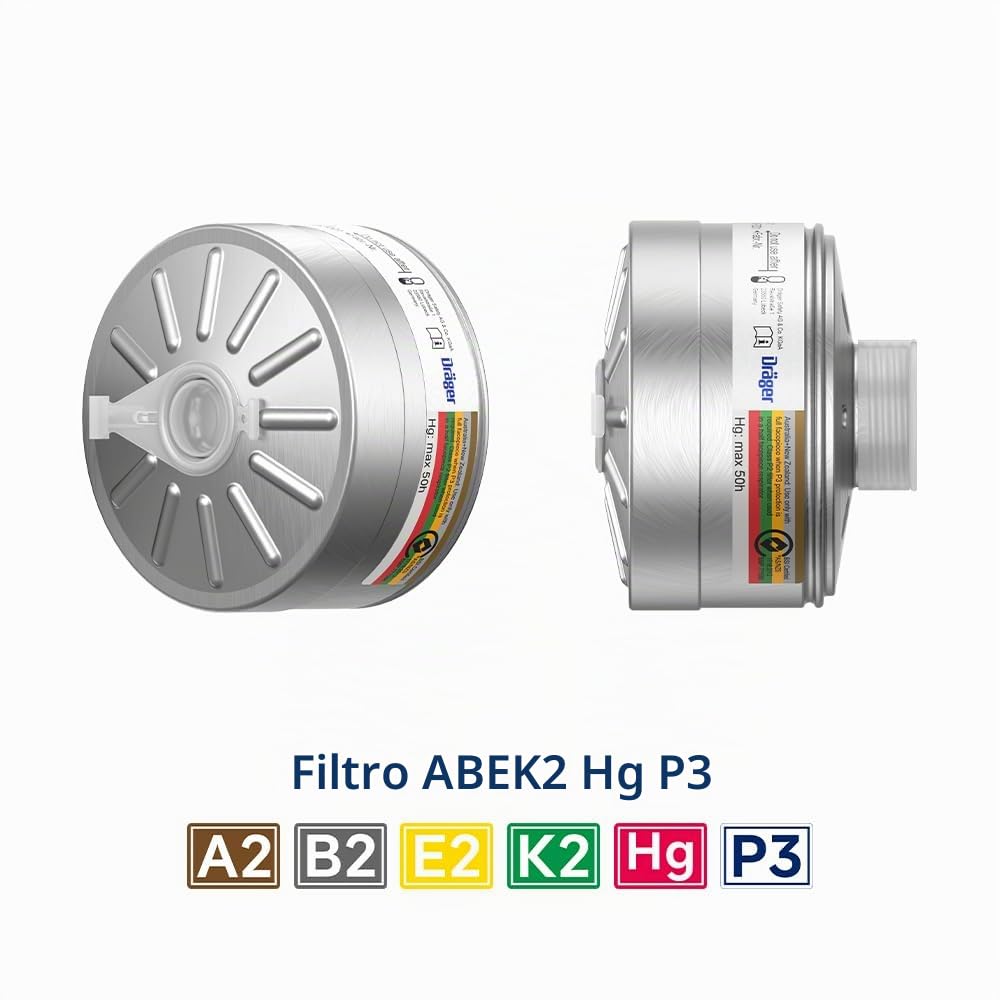Dräger X-plore 6300 Máscara facial completa con filtro Rd40 A2B2E2K2 HG P3 R D, Respirador antigás para trabajos químicos, pintura, construcción, con accesorios | Accesorios incluidos