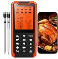 HOPEPOP Bluetooth Wireless Meat Thermometer Digital - NIST Certified Accuracy, Food Thermometer for Cooking with Standalone Base & App Control, 2 Meat Probes for Grill BBQ Smoker Oven (Orange)