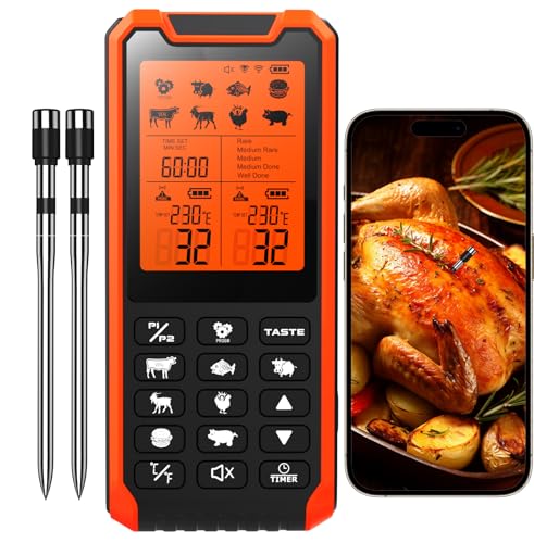 HOPEPOP Wireless Meat Thermometer orange