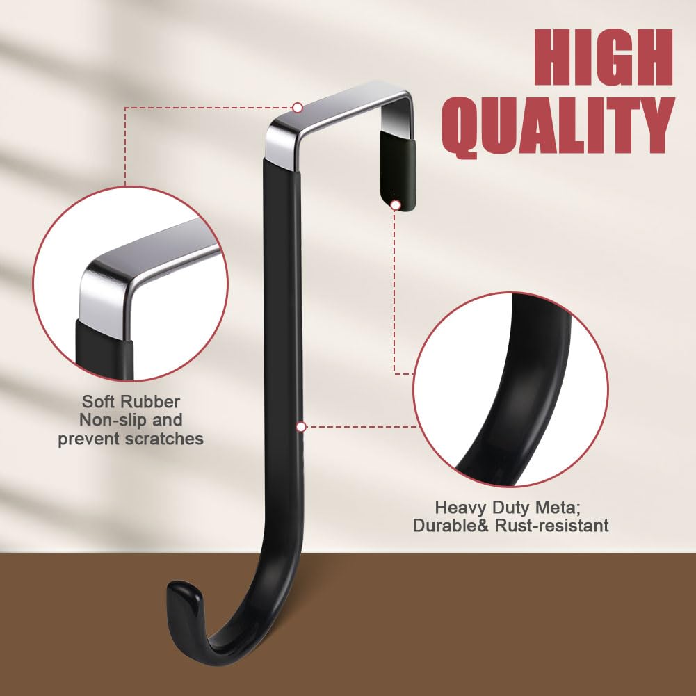 flintronic Over Door Hooks, 4PCS Heavy-Duty Over Door Hanger, Stainless Steel Coat Hooks Wall Mounted for Doors Bedroom - Image 4