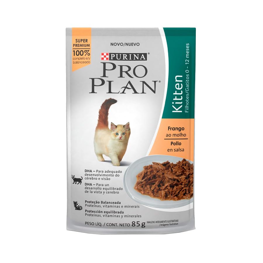 Pack Pro Plan de Ração Úmida Gatos Filhotes Frango - Com 15 Sachê...