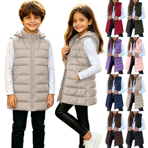 Piuwrlz Boys Girls Long Hooded Puffer Vest Winter Warm Zip Up - image 1