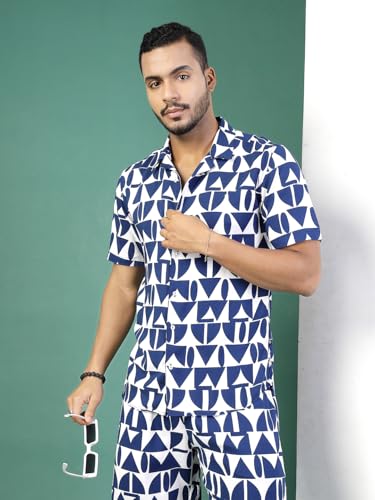 Image of Rigo Printed Co-Ord Set for Men's | Casual Shirt & Shorts Night Suit Set | Lounge-wear Nightdress Pajama Set for Men's | Night Wear, Beach Wear, Vacation Wear Outfit