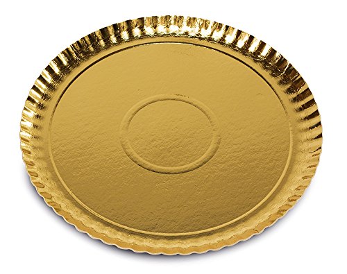 Guardini, Set de 3 plateaux Ø 24 cm, Jetable, Carton, Or, Fabriqué en Italie, Easy Bake Line