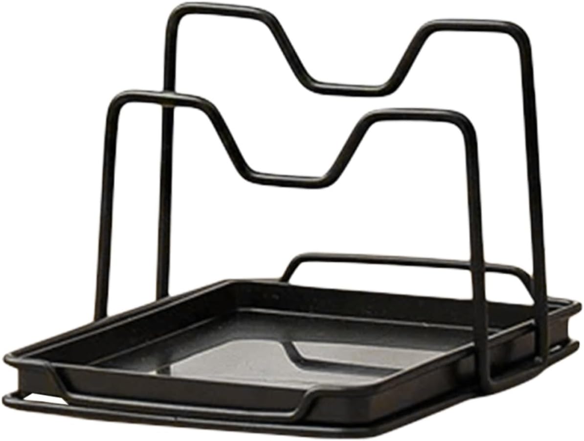 TIDTALEO Black Iron Pot Lid Holder Rack for Kitchen Countertop Storage