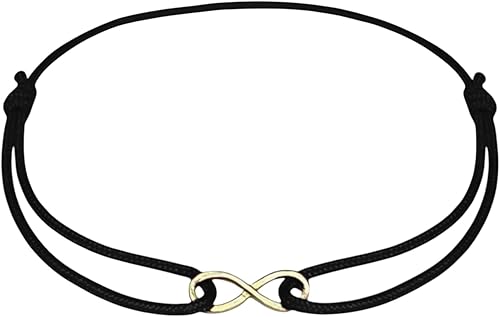 Pulsera de cuerda infinita de oro macizo de 14 quilates, joyería ajustable, unisex, pulseras de hilo de cuerda para mujeres y hombres