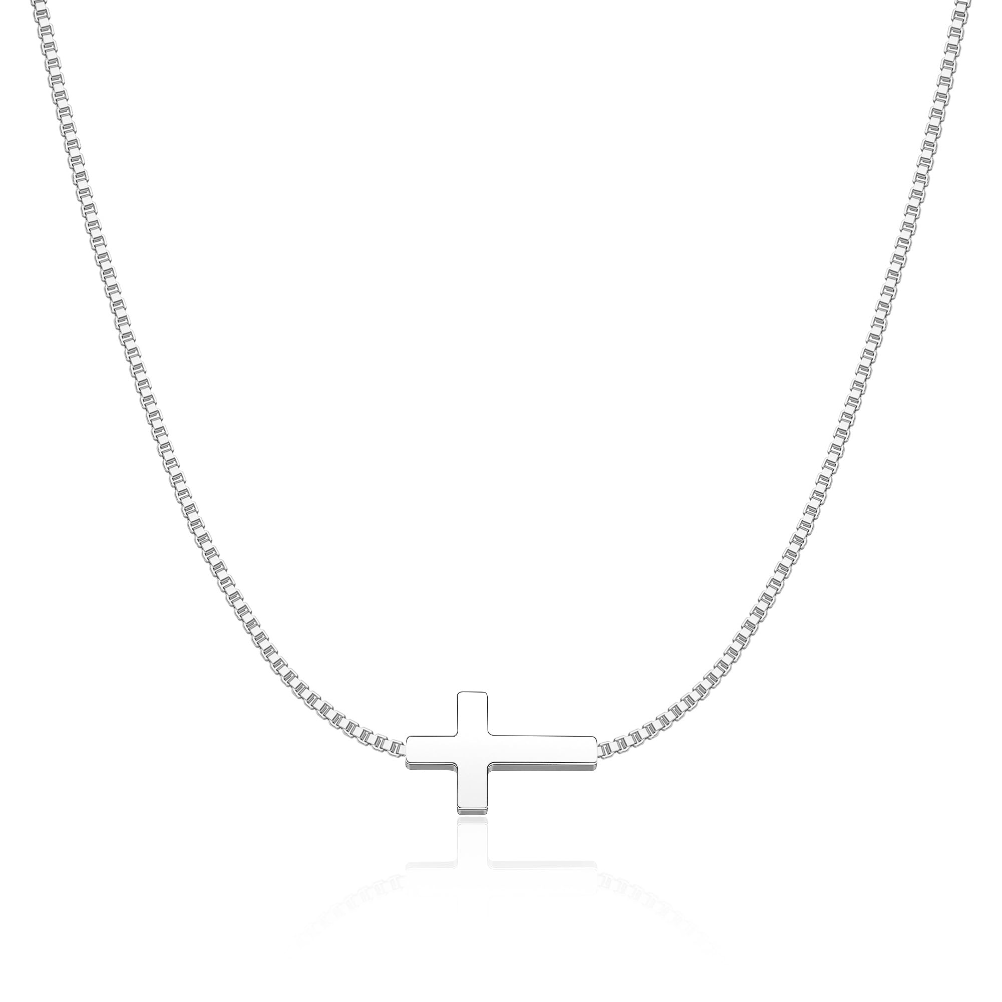 Cross Necklace for Women 14K Real Gold Silver Plated Dainty Small Cross Pendant Choker Simple Trendy Cute Cross Charm Chain Necklace Faith Jewelry Religious Minimalist Gift