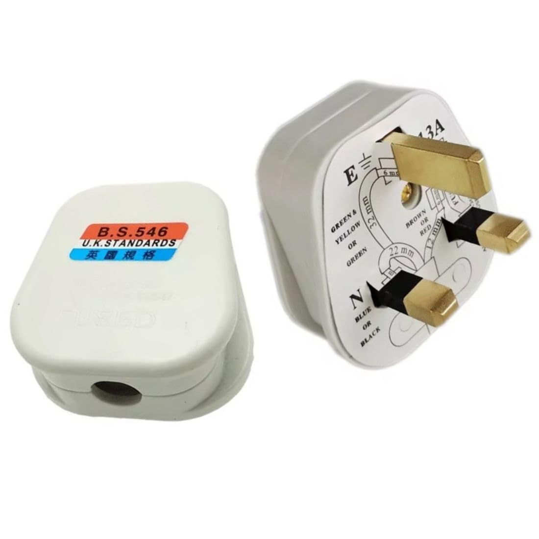 (2 Pcs.) UK Type 3 Flat Pin 13A 250V Mains Top Appliance Wiring Male Plug with Fuse Used in: UK, Malaysia, Singapore, Hong Kong (Pack of 2)-image-24