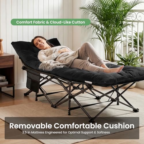 OLIXIS Foldable Camping Cot with Pad, Heavy-Duty Portable Bed - image 4