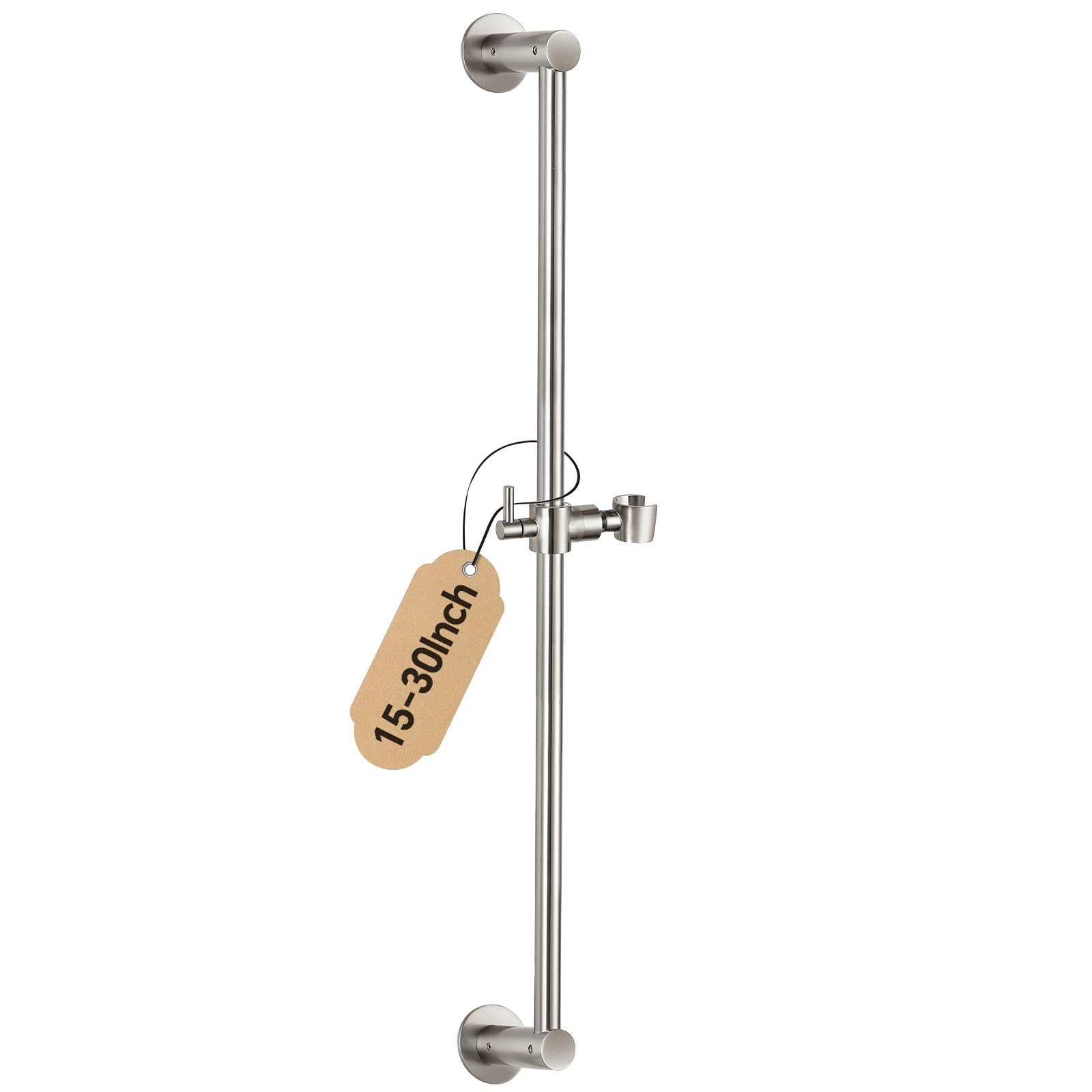 Photo 1 of Shower Slide Bar Adjustable Handheld Shower Head Holder Wall Mount - 30inch All-Metal Shower Head Slide Bar Compatible with Bathroom Drill Free Glue Installation - Brushed