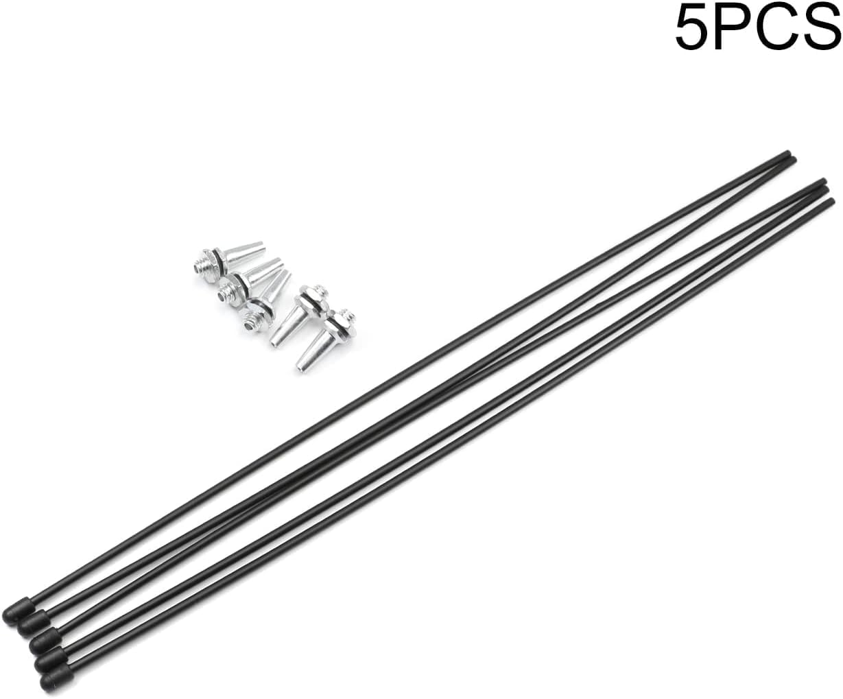 Bettomshin RC Antenna Tube Black with Siliver Mount and Cap for RC Boat 5Pcs