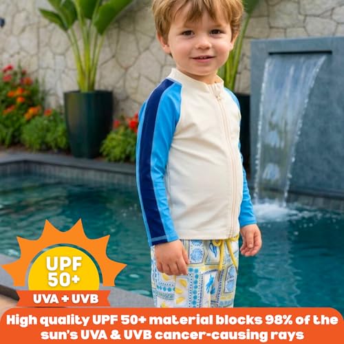 Image of SwimZip Boys' Long Sleeve Rash Guard & Swim Shorts Set - UPF 50+ Sun Protection