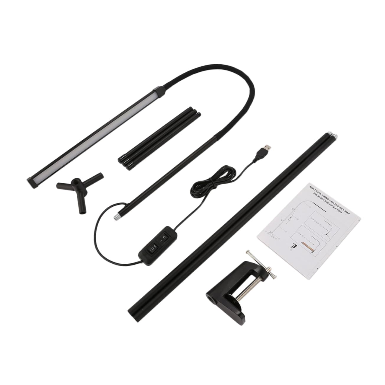SEWACC Lámpara de Mesa LED Regulable con Clip, Protección Ocular y Alimentación USB, Flexible para Lectura Cama y Escritorio, Negro