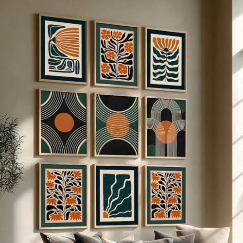 Image of kotart Floral Wall Art Home Decoration | Aesthetic Floral Paintings With Frame For Living Room Bed Room Hotel Wall Decor Digital Reprint Set of 9 (10X13 inch)