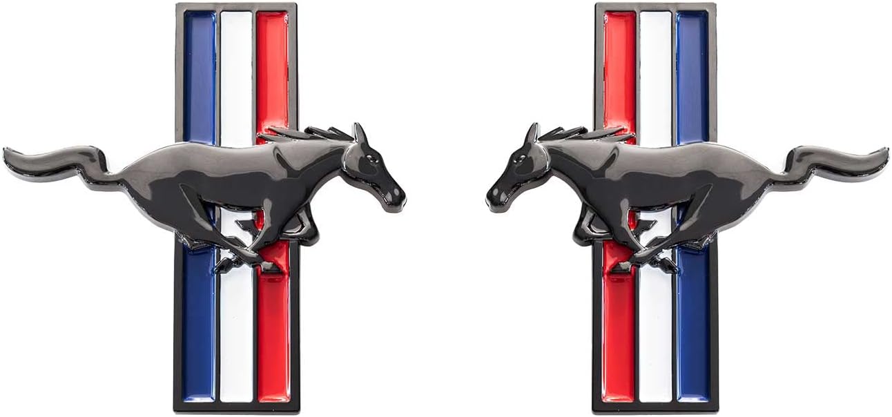 Large Black Running Horse Tribar Fender Emblems for 2005