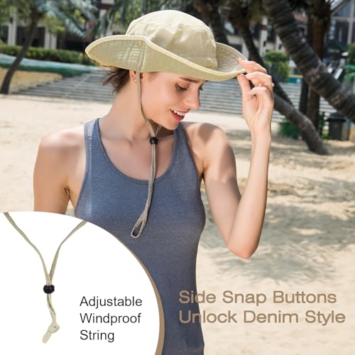Image of Bucket Hat Wide Brim UV Protection Sun Hat Boonie Hats Fishing Hiking Safari Outdoor Hats for Men and Women