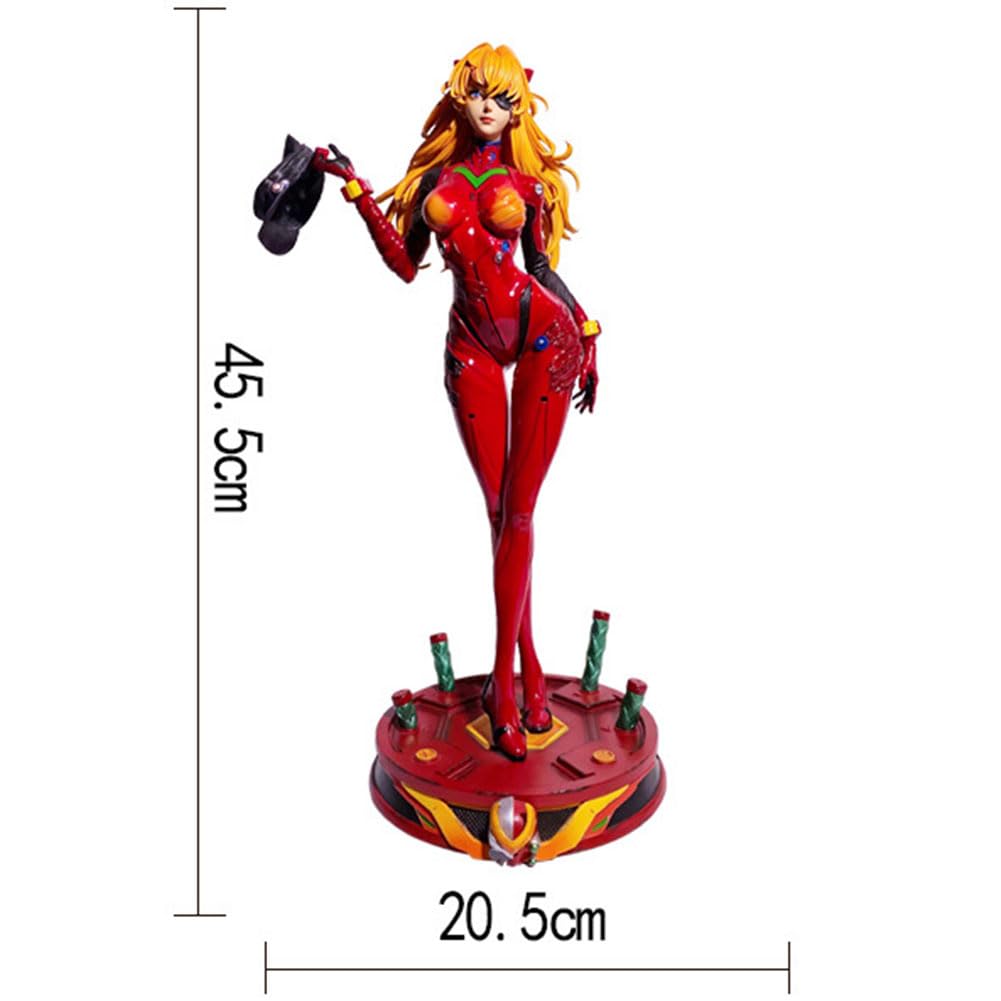 Statuina di Anime Asuka Langley Soryu, grande figura di anime con base, statua di azione pesante, oggetto da collezione di 45,5 cm