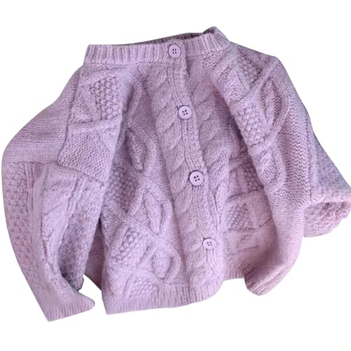 Toddler Boys Girls Long Sleeve Crewneck Knit Sweater Solid Button Down Cardigan