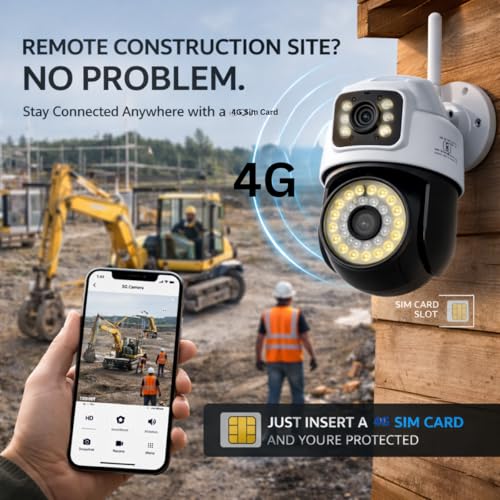 Image of JK Vision Wireless Outdoor Mini PTZ 4G 5mp Smart Security Camera, Dual Lens IP Camera with Color Night Vision, Motion Detection, Two-Way Audio, Waterproof CCTV Camera with App Remote Viewing.