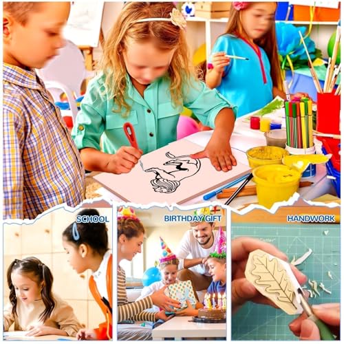 Image of 6 Pack Stamp Making Kit with Carving Tools, 4Pcs Linoleum Blocks