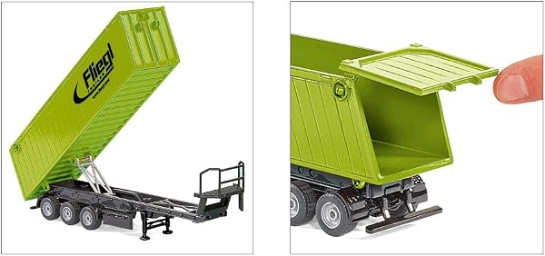 siku 1949, Claas Axion Traktor mit Frontlader, Dolly und Muldenkipper, 1:50, Metall/Kunststoff, Grün, Bewegliche Schaufel und Frontlader-Schwinge, Kippbare Mulde - 3