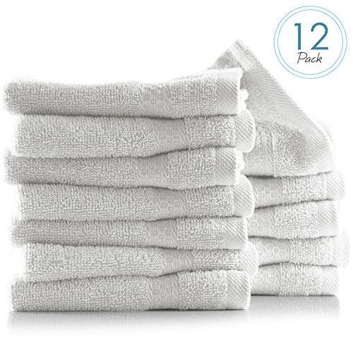 Image of Hearth & Harbor Washcloths 12 Pack - 100% Cotton Washcloth for Body and face, High Absorbent and Soft 13 inchx13 inch Body Wash Cloth, Quick Dry - White Washcloths