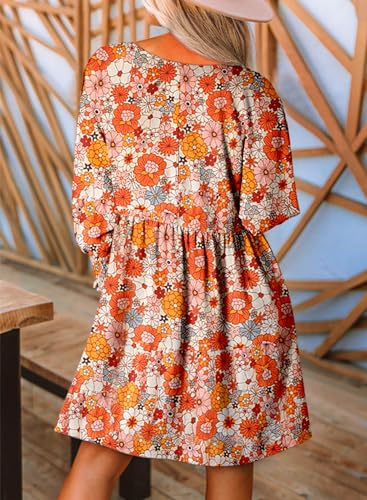 Dokotoo Womens Fall Dress 2025 Long Sleeve Babydoll Mini Dress Floral Flowy Boho Dresses2