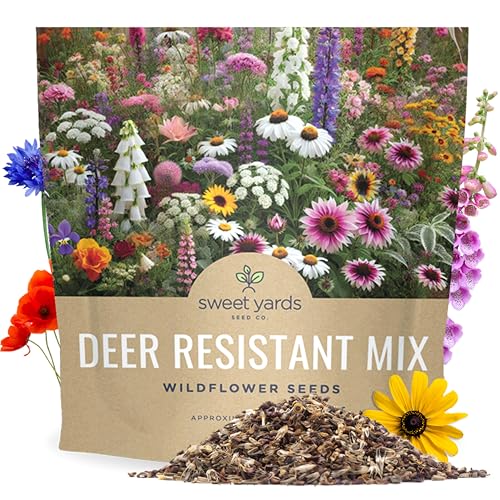 Deer Resistant Wildflower Seed Mixture - Bulk 1 Ounce Packet - Over 15,000 Deer Tolerant Seeds -...