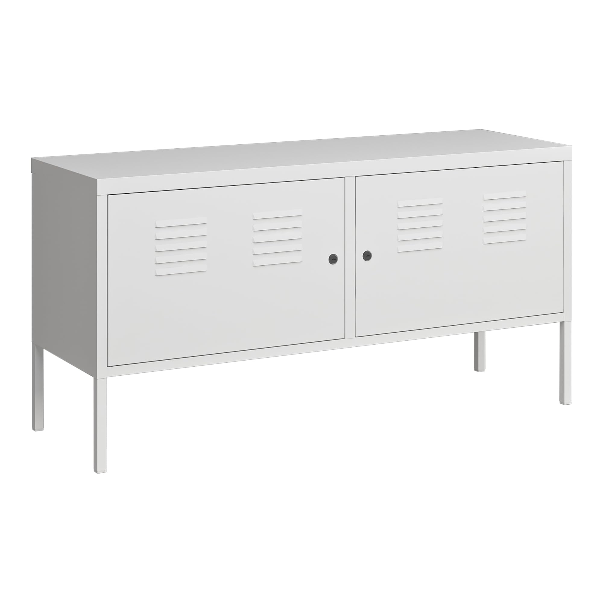 [en.casa] Sideboard Pyhtää Metallschrank Büroschrank 118x40x60cm Wohnzimmerschrank Aktenschrank Weiß abschließbar