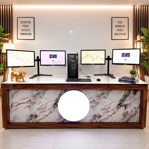 Image of CHIST 4 Display Trading PC | Xeon E5-2686 V4 | 16GB DDR4 RAM | 512GB NVMe SSD | GT 740 4GB 4 HDMI GPU | Windows 11 PRO (4 (Quad) Monitor 22 inch with Mount Stand)