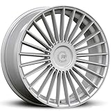 Road Force Wheels RF22 | Staggered 22 Inch Rims (Set of 4 Wheels) - Silver Machined Finish - Fits Most Sedans, Coupes, and SUVs - Concave Rim Wheel