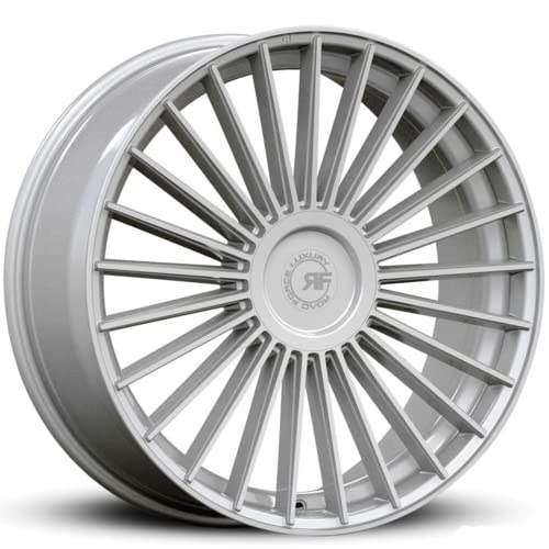 Road Force Wheels RF22 | Staggered 22 Inch Rims (Set of 4 Wheels) - Silver Machined Finish - Fits Most Sedans, Coupes, and SUVs - Concave Rim Wheel