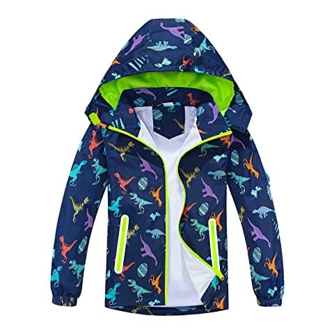 LAUSONS Boys Lightweight Dinosaur Waterproof Jacket Cover